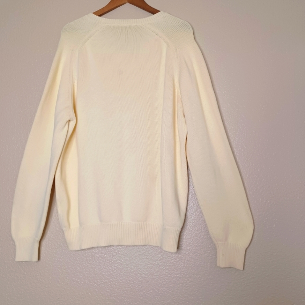 Vintage Lands' End Men's Cream Knit Long Sleeve  V-Neck Sweater Top Size XL - Picture 6 of 12